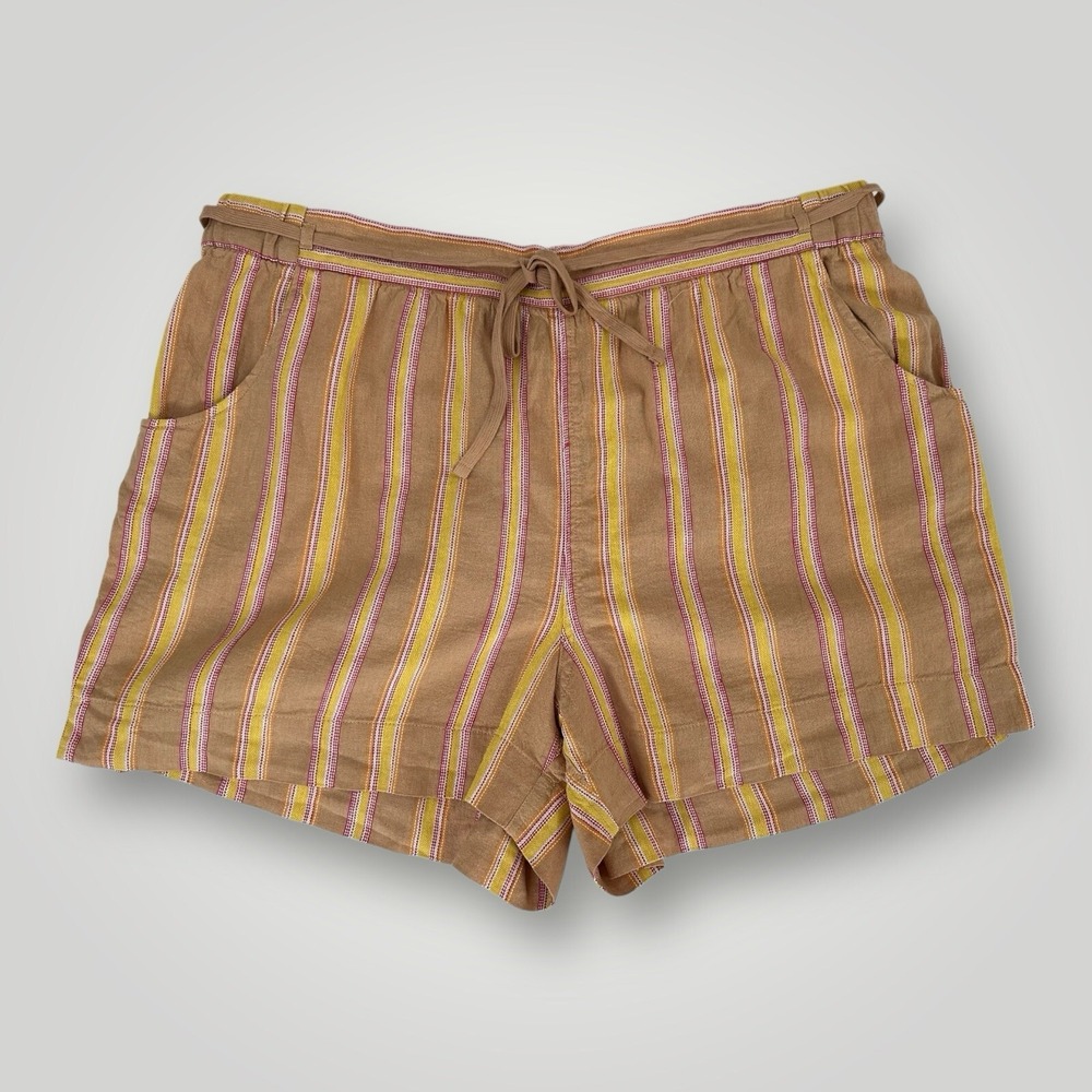 NEW Lane Bryant Linen‎ Blend Shorts Womens 22/24 Tan Striped Pull On